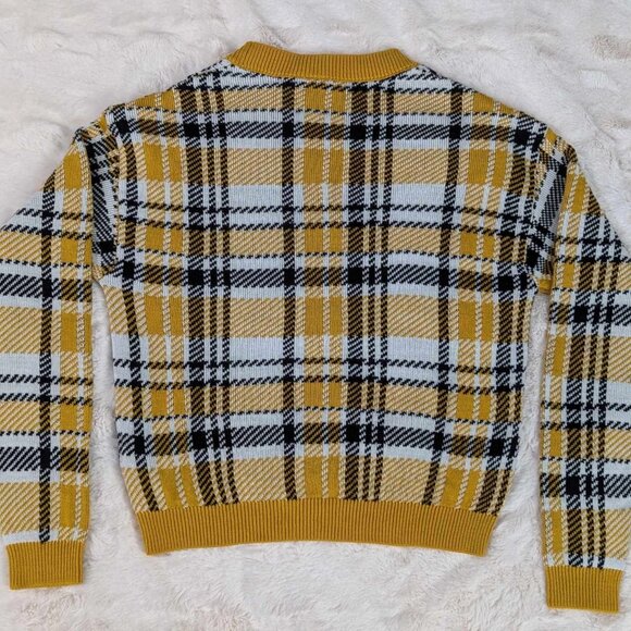 H&M Divided Women's Lightweight Yellow & Black Plaid Sweater Size XS - Picture 4 of 11